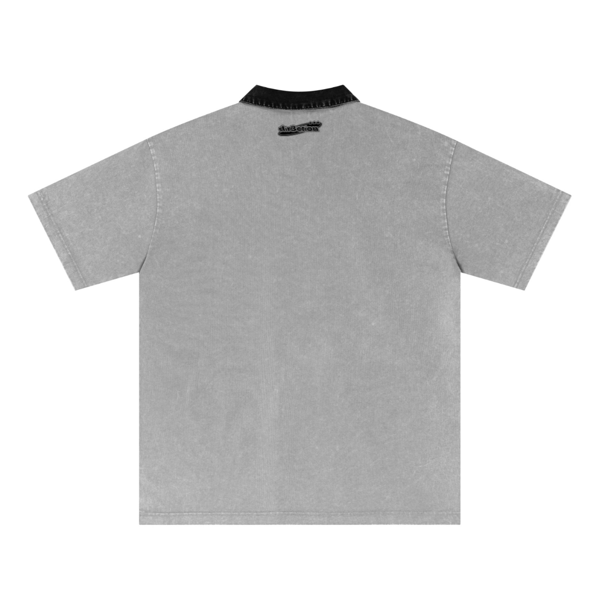 285GSM Unisex Vintage-Washed Unisex 100% Cotton Twill Polo T-Shirt Medium Grey Black