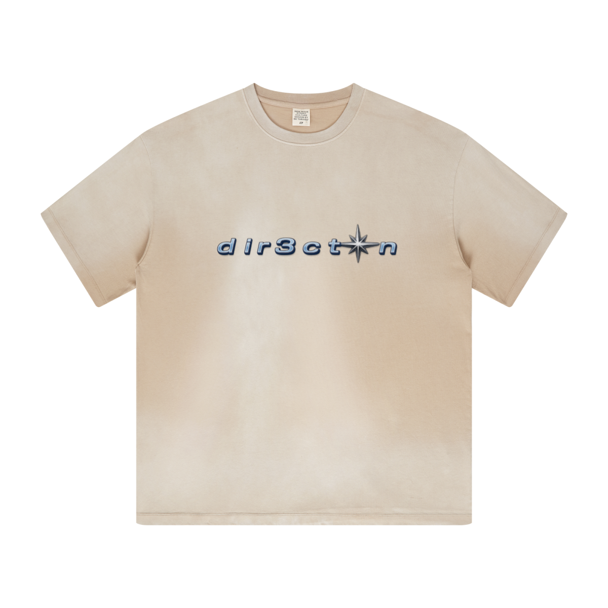 270GSM Women’s Water-Wash PP-Sprayed Monkey Wash Crew Neck T-shirt Khaki
