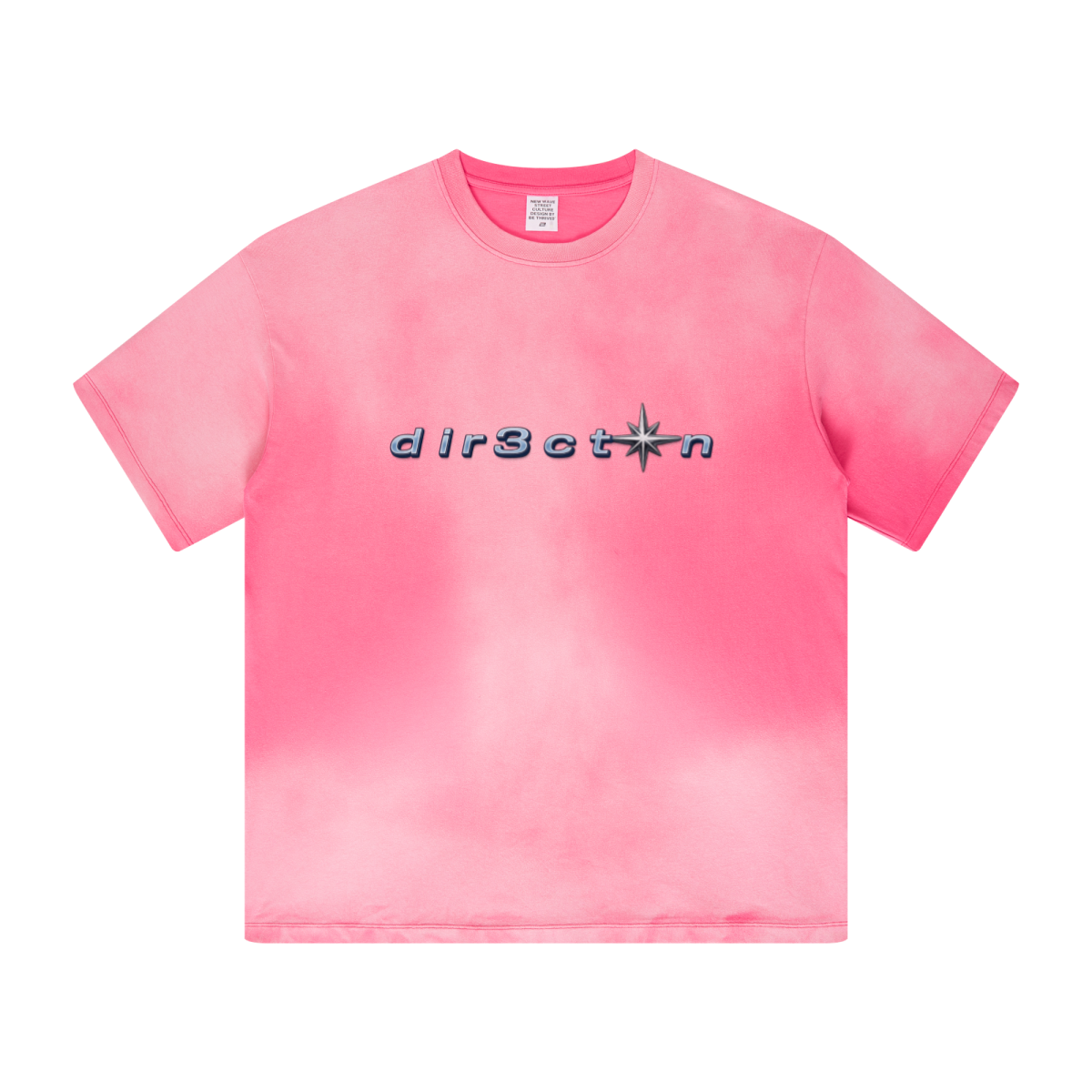 270GSM Women’s Water-Wash PP-Sprayed Monkey Wash Crew Neck T-shirt  Pink