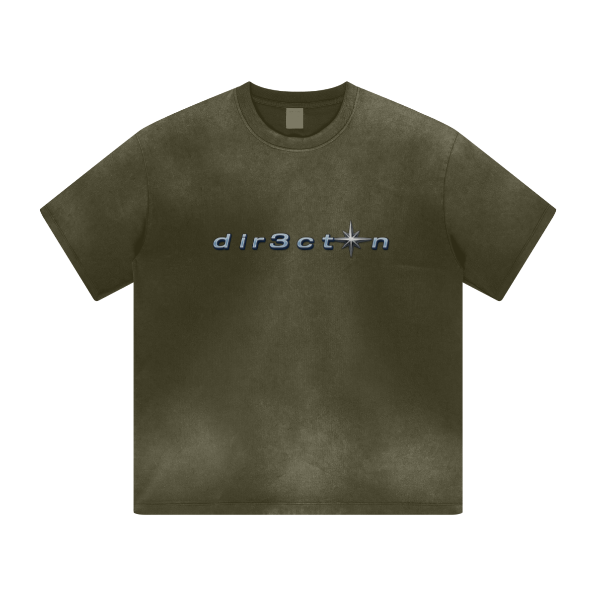 270GSM Women’s Water-Wash PP-Sprayed Monkey Wash Crew Neck T-shirt  Green
