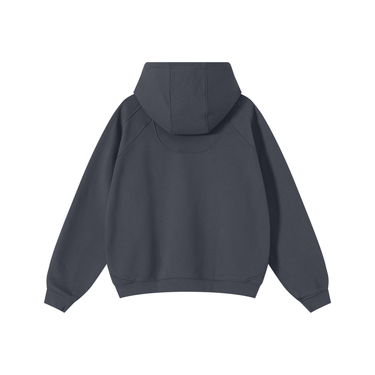 340GSM Men’s Trendy Fleece Structured Panel Hoodie Dark Grey
