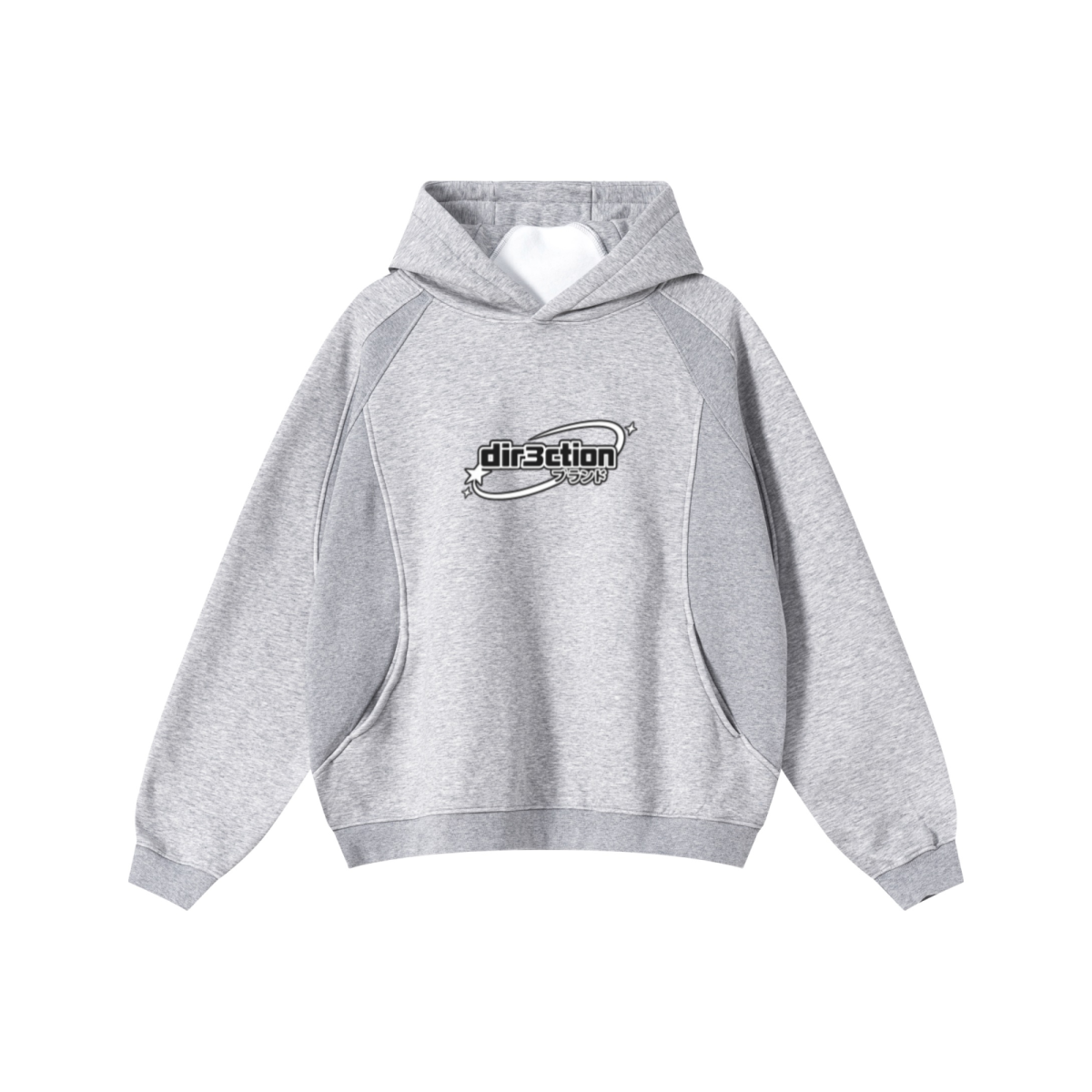 340GSM Men’s Trendy Fleece Structured Panel Hoodie Heathered Grey