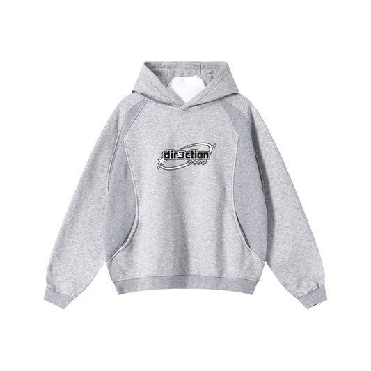 340GSM Men’s Trendy Fleece Structured Panel Hoodie Heathered Grey