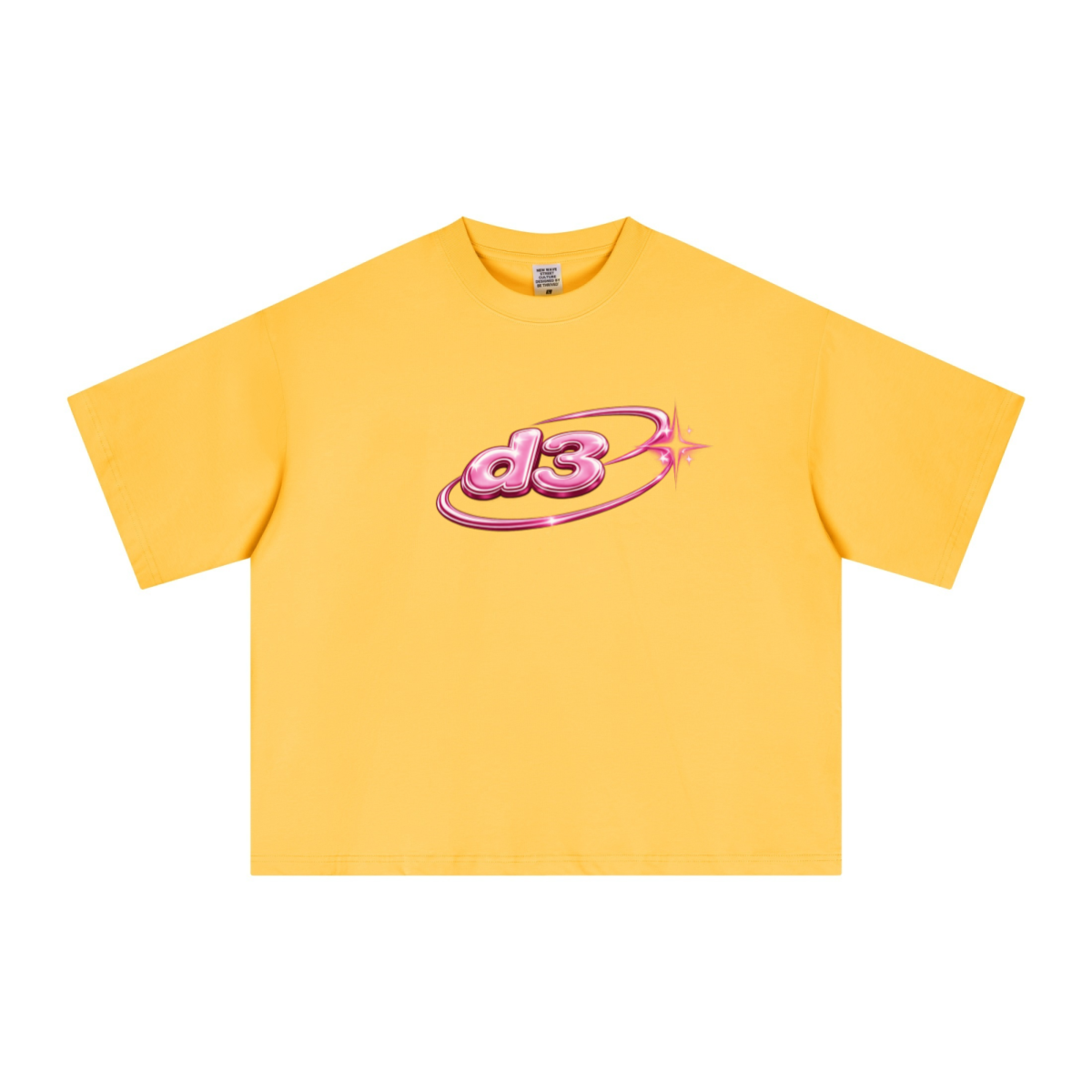 240GSM Men’s Ice-Feel Sorona Boxy-Fit Solid-Color Loose T-shirt Bright Yellow