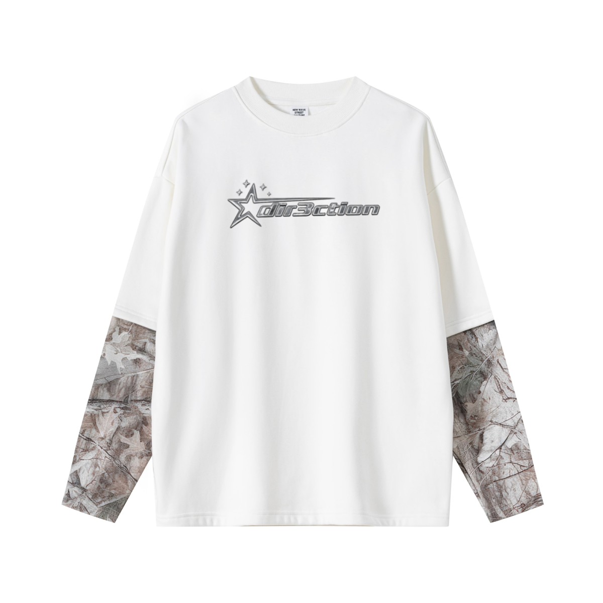 340GSM Men’s Heat Transfer Desert Camouflage Layered Look Long-Sleeve Branch Camouflage