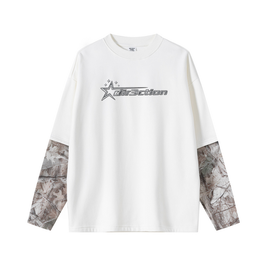 340GSM Men’s Heat Transfer Desert Camouflage Layered Look Long-Sleeve Branch Camouflage