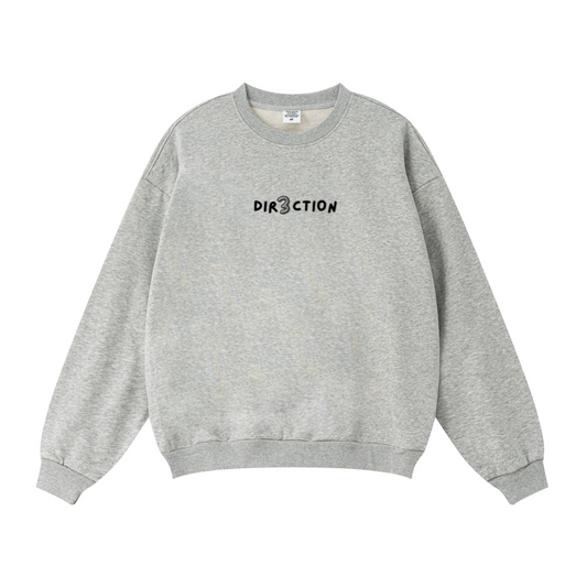 360GSM Unisex Solid-Color Loopback Crew Neck Sweatshirt Heather Gray