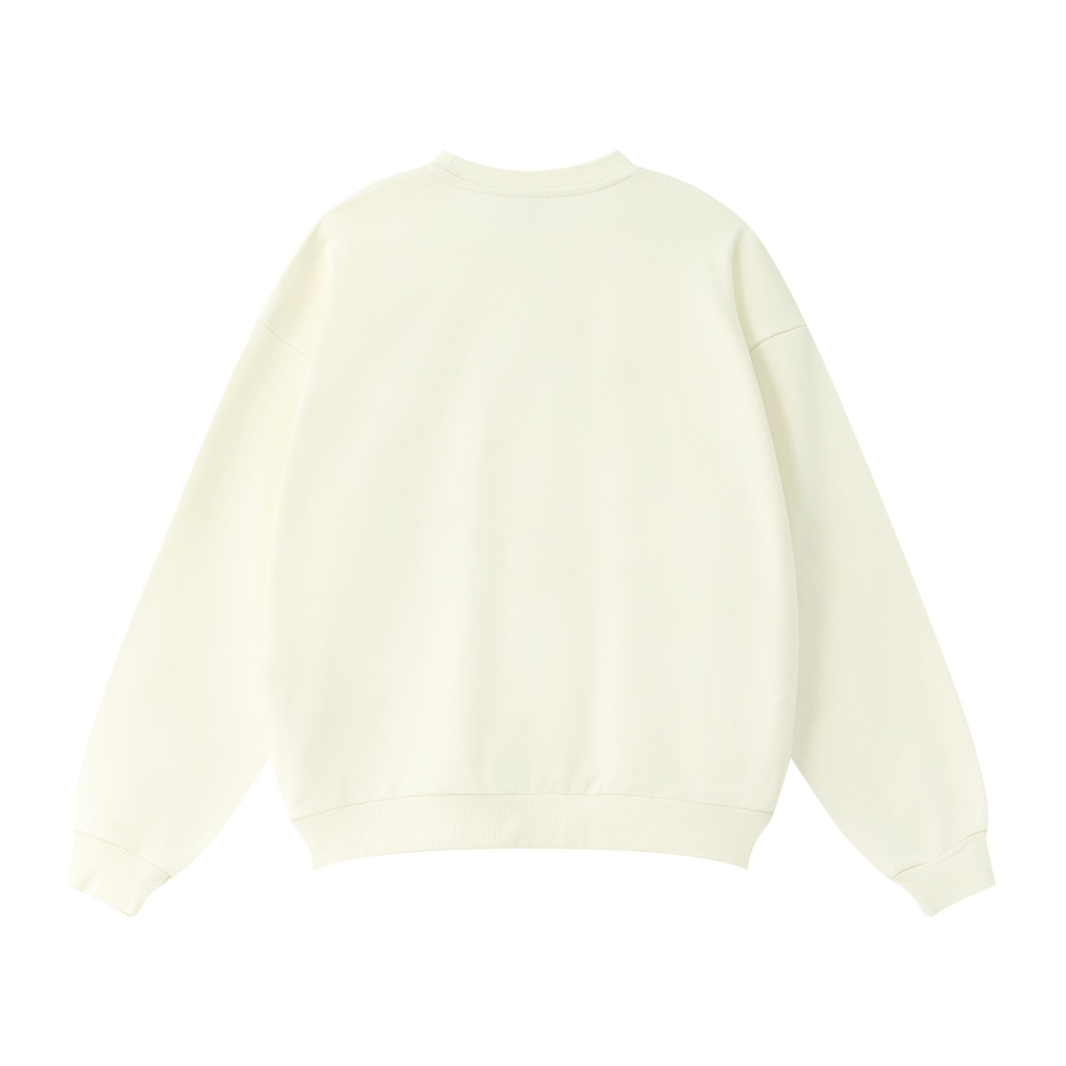360GSM Unisex Solid-Color Loopback Crew Neck Sweatshirt Cream White