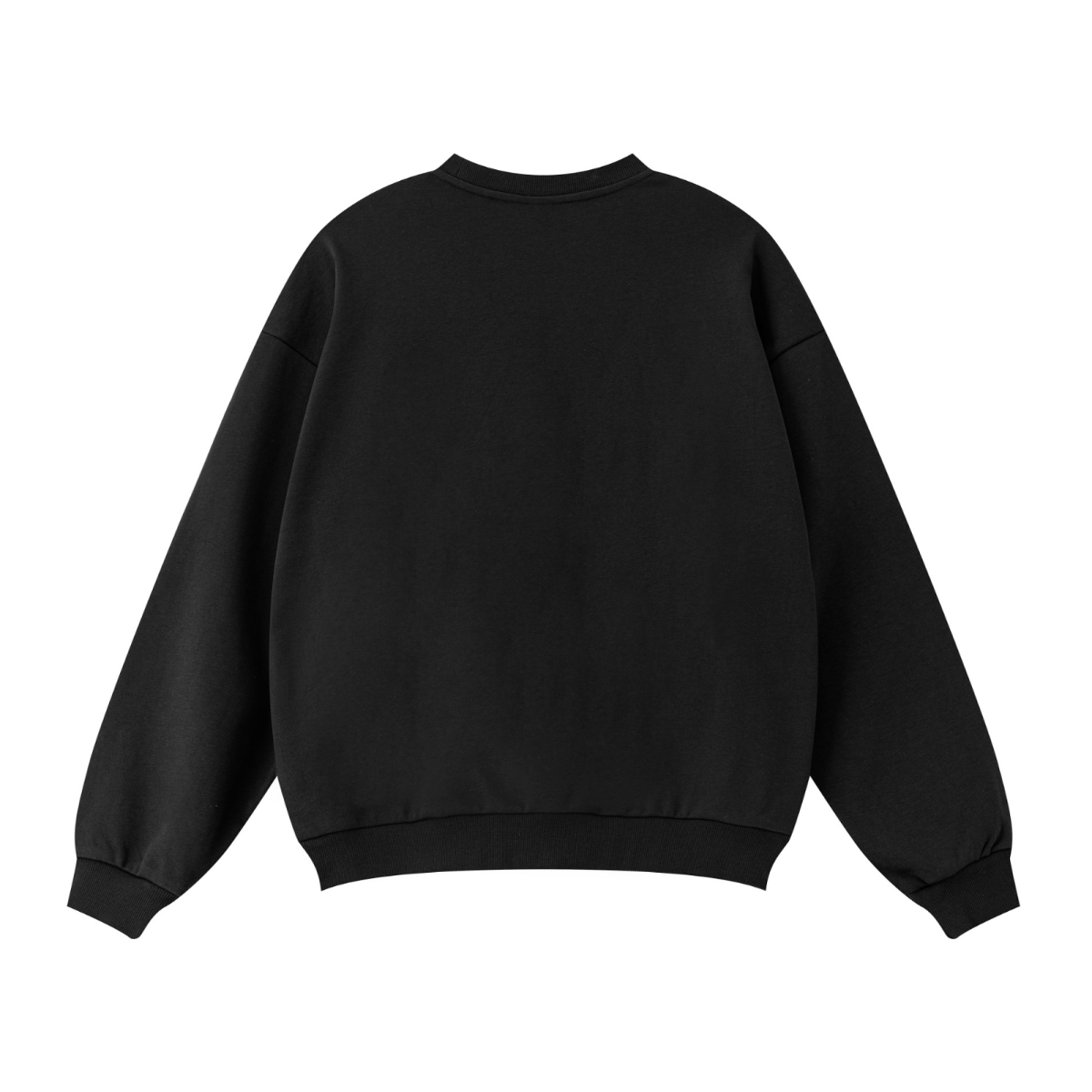360GSM Unisex Solid-Color Loopback Crew Neck Sweatshirt Black