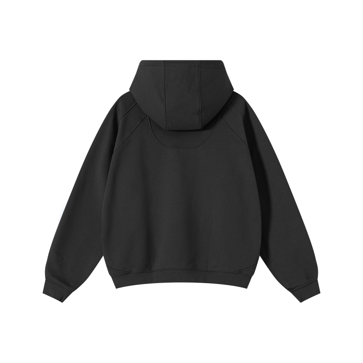 340GSM Men’s Trendy Fleece Structured Panel Hoodie Black