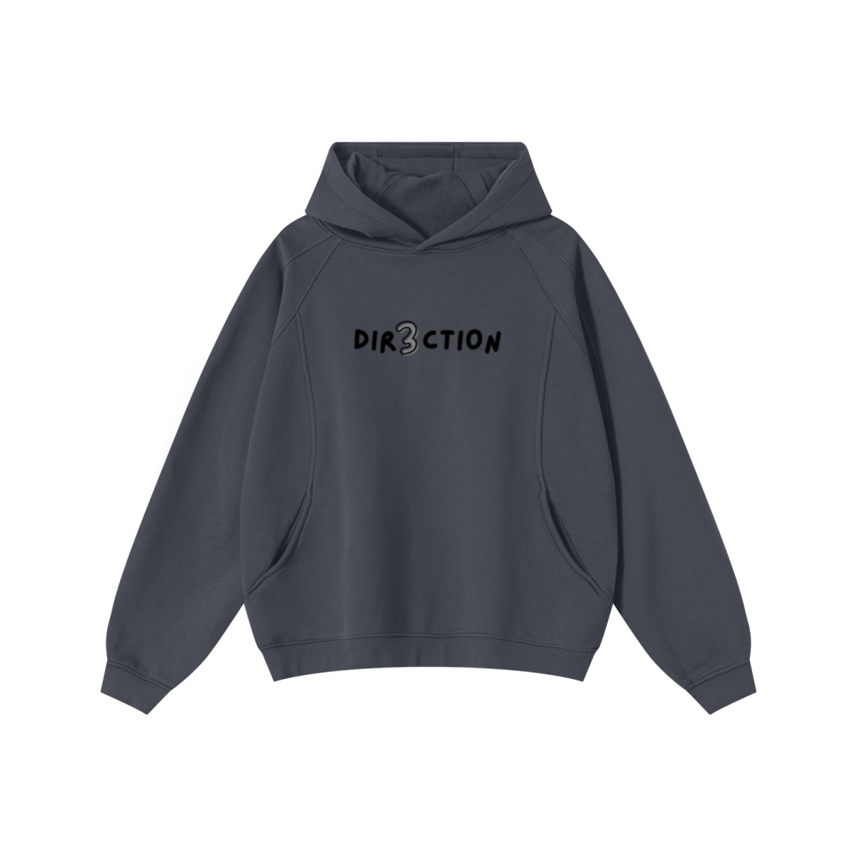 340GSM Men’s Trendy Fleece Structured Panel Hoodie Dark Grey