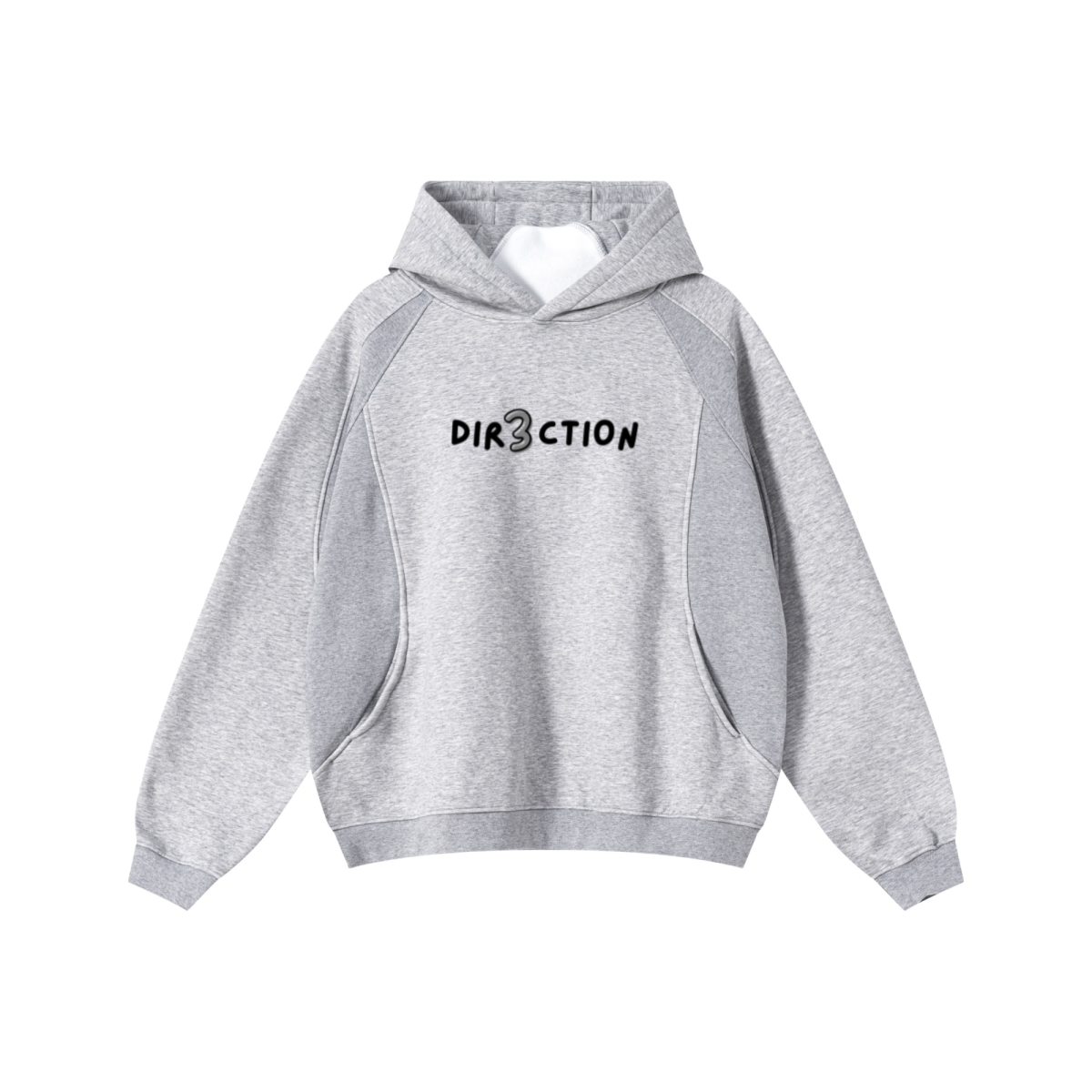 340GSM Men’s Trendy Fleece Structured Panel Hoodie Heathered Grey