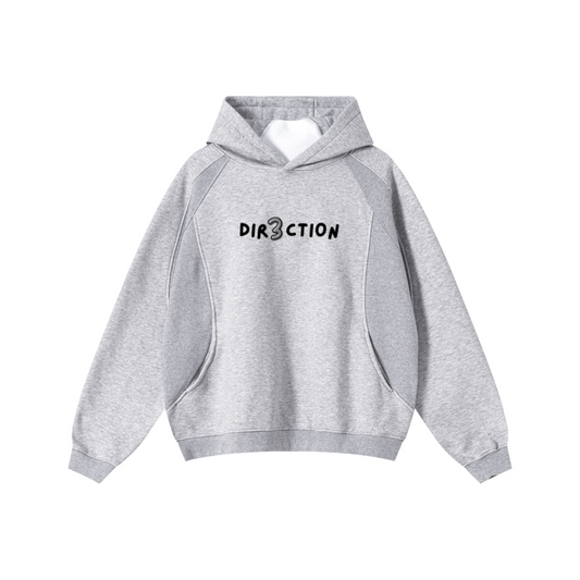 340GSM Men’s Trendy Fleece Structured Panel Hoodie Heathered Grey