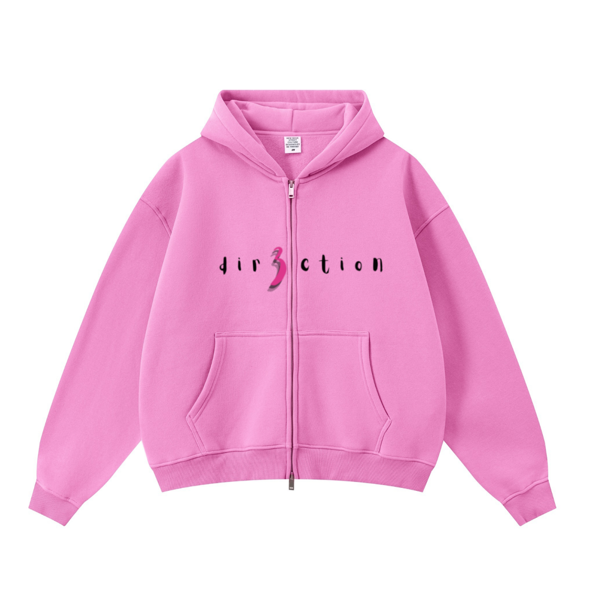 345GSM Unisex Boxy-Fit Double-Zip Hoodie Peach Pink