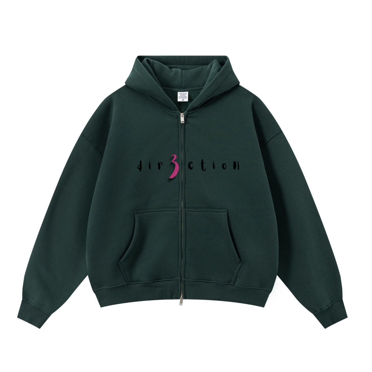 345GSM Unisex Boxy-Fit Double-Zip Hoodie Rainforest Green