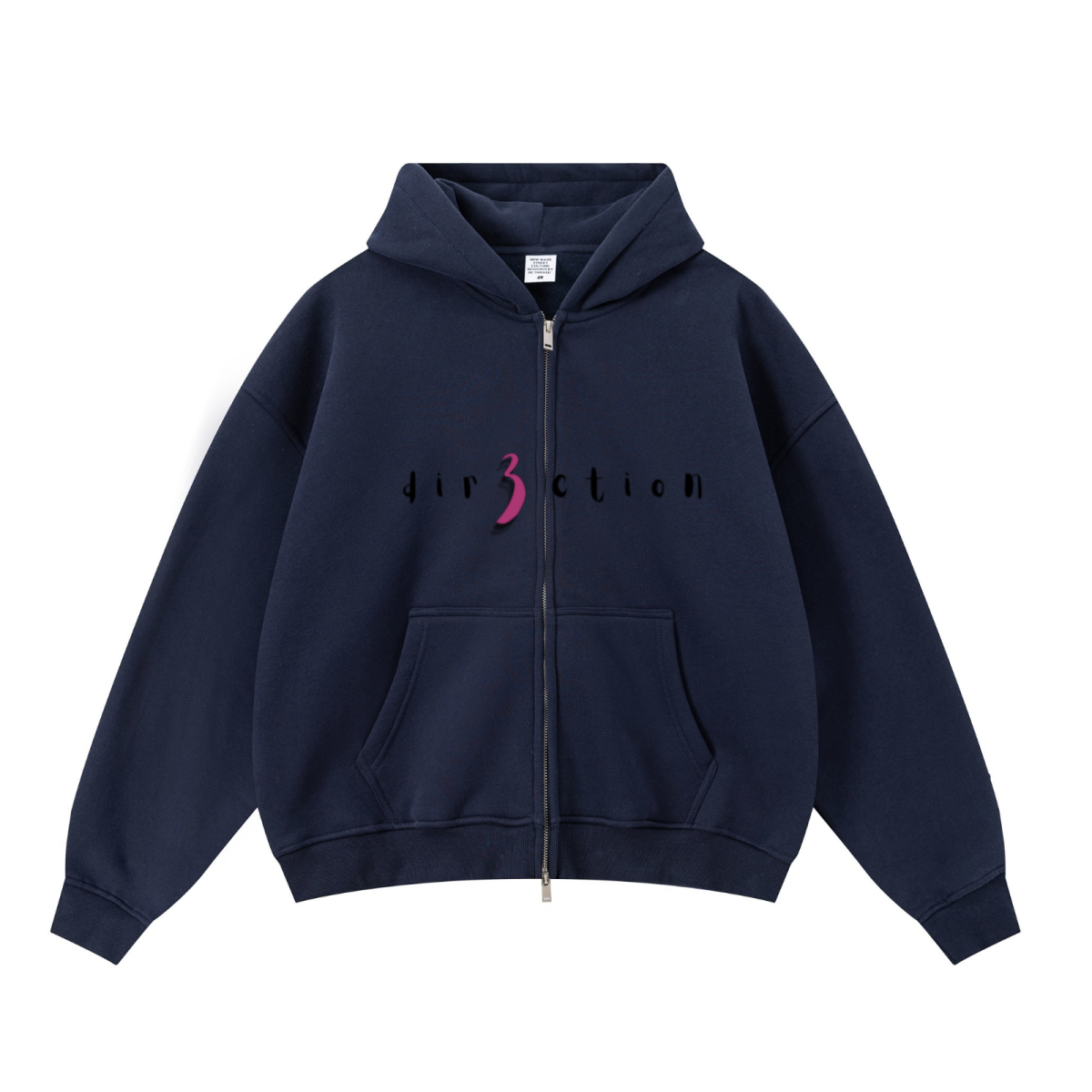345GSM Unisex Boxy-Fit Double-Zip Hoodie Midnight Blue