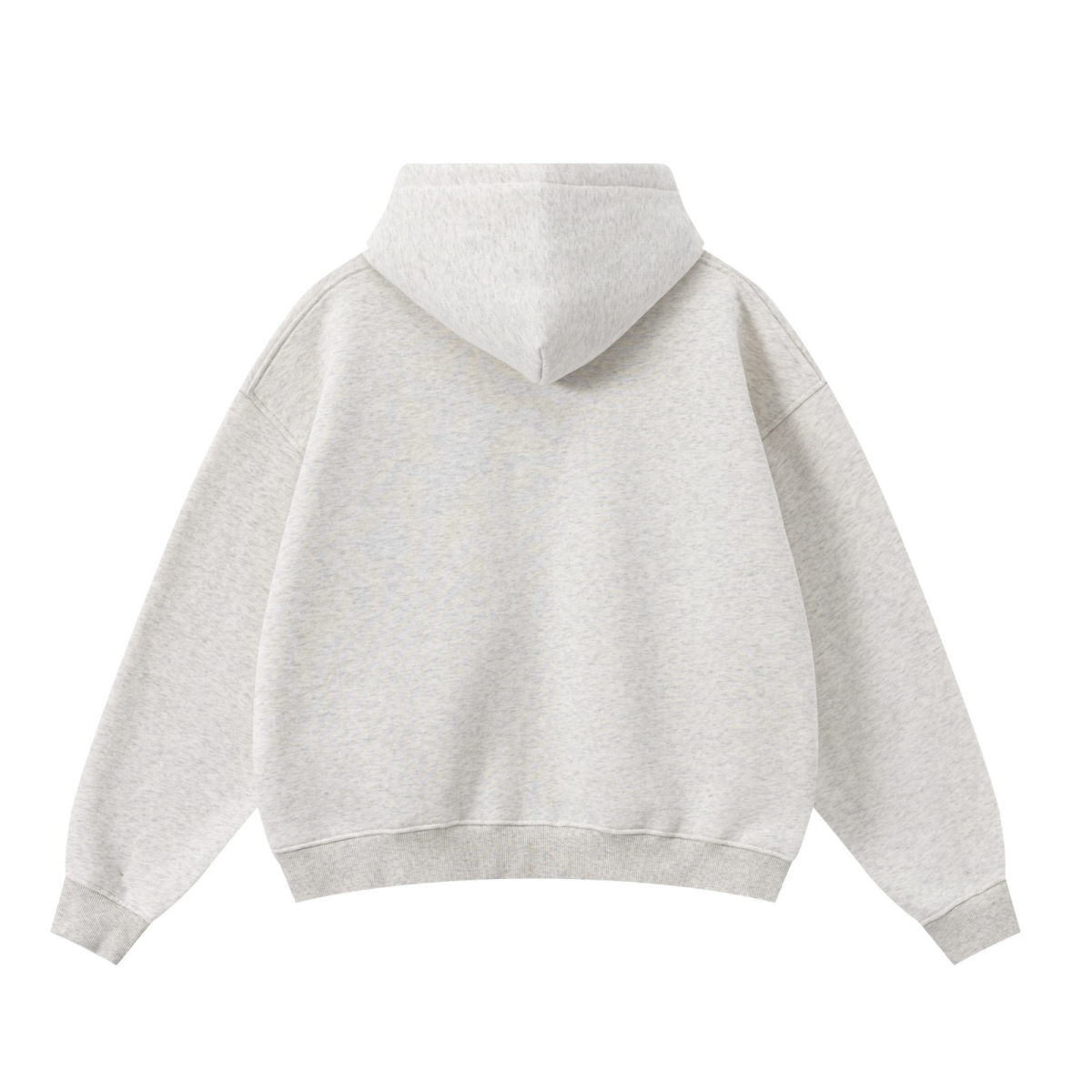 345GSM Unisex Boxy-Fit Double-Zip Hoodie Oatmeal Grey