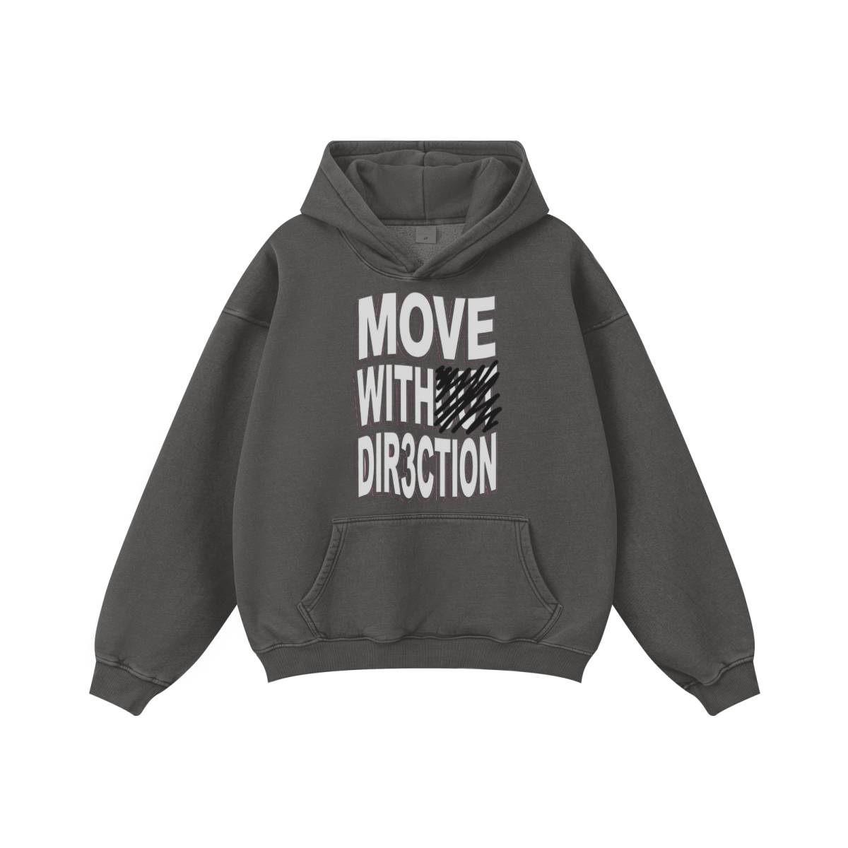 360GSM Unisex Vintage-Wash Hoodie Dark Grey